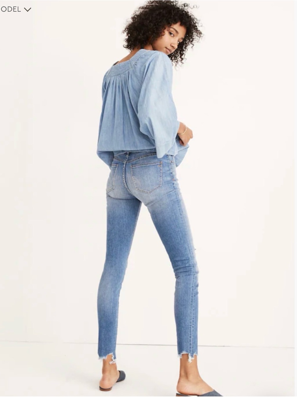 Madewell Style J6523 9” Mid-rise Skinny Jeans in Frankie Wash Torn-Knee Edition - Picture 5 of 11